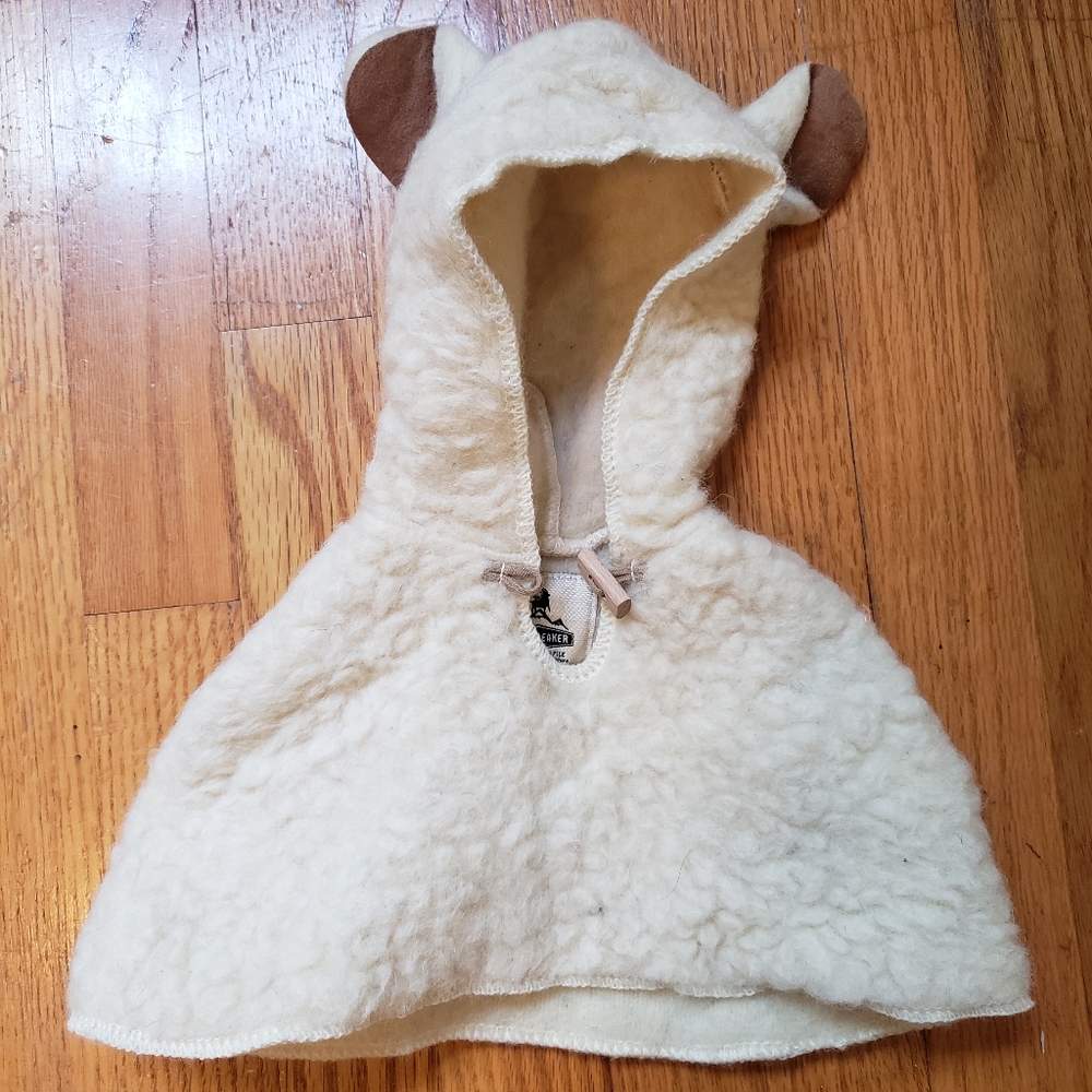 Cozy Cream Hooded Kids Cape